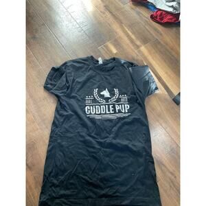 Mens T-Shirt AJxx63 "Cuddle Pup" Black Medium